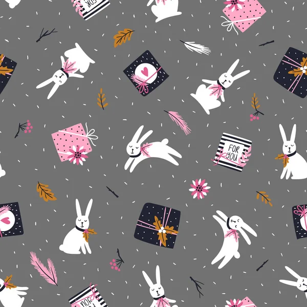 Noël Nouvel Fond Motif Sans Couture Avec Arbre Noël Coffrets — Image vectorielle