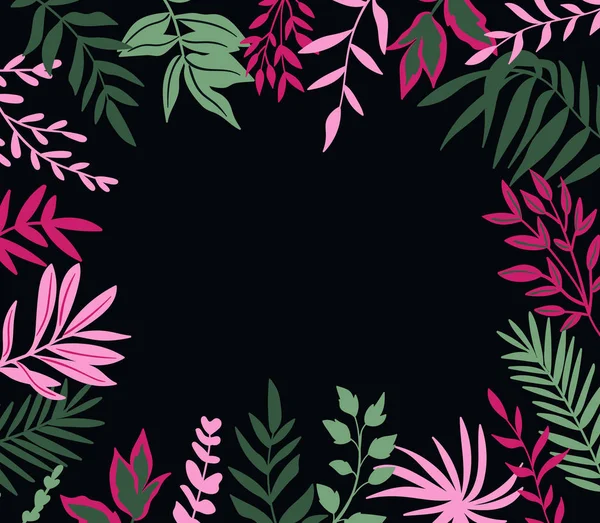Floral Πλαίσιο Μαύρο Φόντο — Διανυσματικό Αρχείο