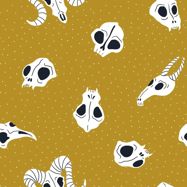 Fondo Simple Con Cráneos Animales Cuernos — Vector de stock