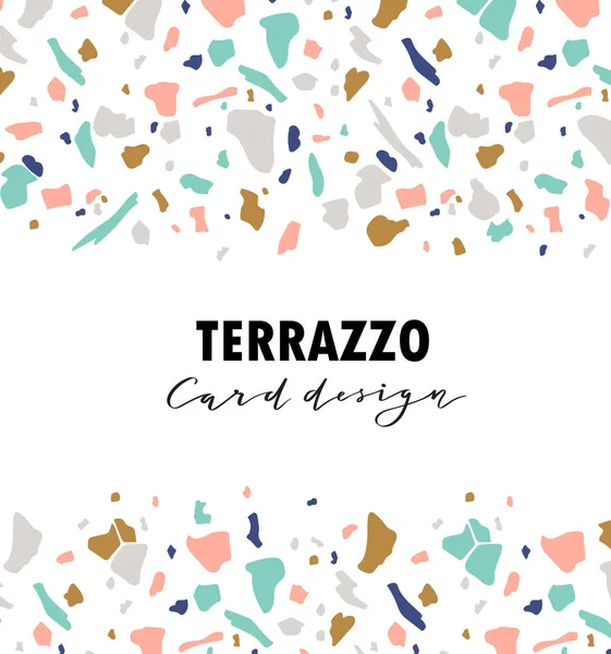 Terazzo Card Design Pontokkal Ecsetvonásokkal — Stock Vector