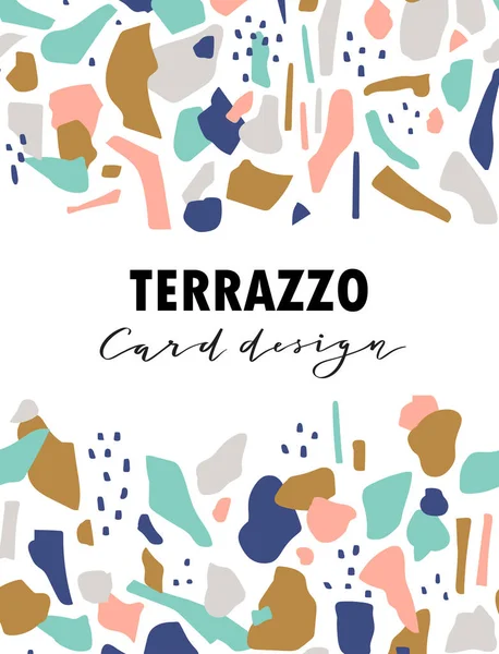 Diseño Tarjeta Terazzo Con Puntos Pinceladas — Archivo Imágenes Vectoriales