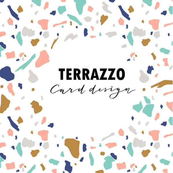 Terazzo Card Design Pontokkal Ecsetvonásokkal Stock Illusztrációk