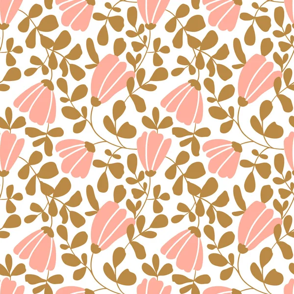 Motif Sans Couture Avec Des Feuilles Des Fleurs Fond Floral — Image vectorielle