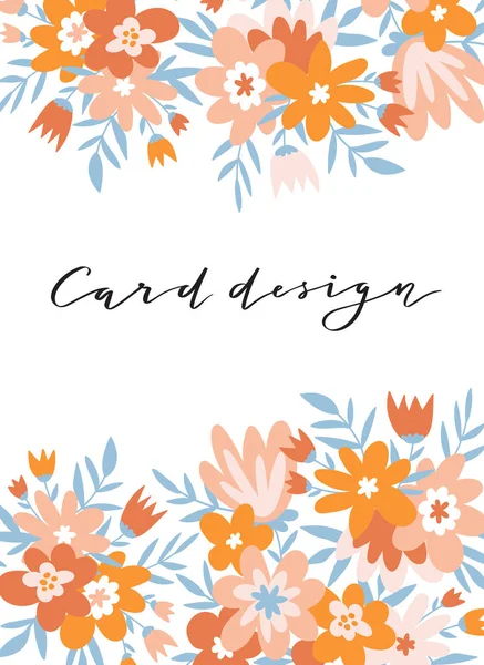 Romantische Blumenkarte Niedliche Hochzeitseinladungsvorlage Design Vektorillustration Floraler Hintergrund — Stockvektor