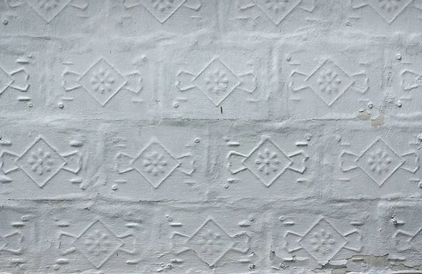 Mur Blanc Ancien Bâtiment Est Tapissé Carreaux Céramique Décoratifs Inhabituels — Photo