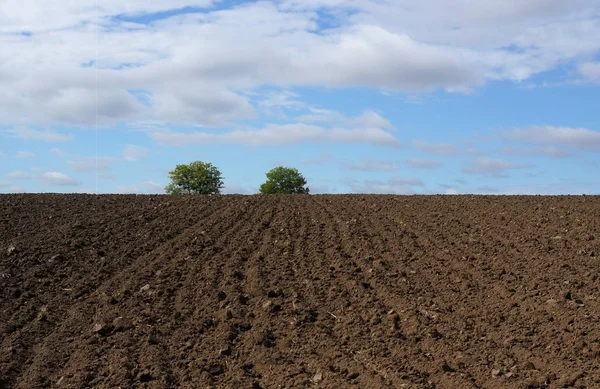 Paisaje Con Campo Arado Otoño —  Fotos de Stock