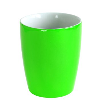 Boş yeşil Porselen veya seramik bardak beyaz arka plan üzerinde izole