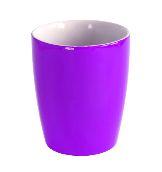 Vazio Porcelana Violeta Copo Cerâmica Isolado Fundo Branco — Fotografia de Stock