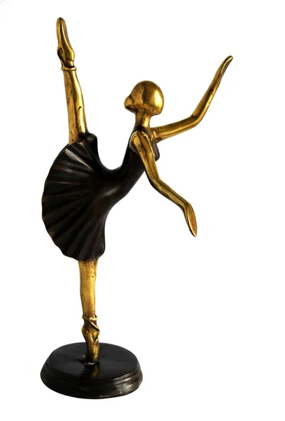 Figurine Antique Bronze Ballerine Dansante Isolée Sur Fond Blanc — Photo