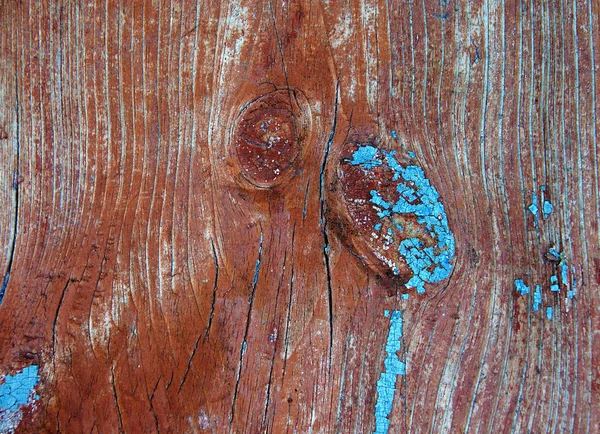 Fragmento Uma Placa Pintada Velha Com Nós Outros Defeitos Madeira — Fotografia de Stock