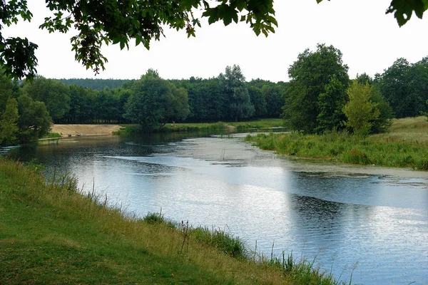 Die Malerische Sommerliche Flusslandschaft Regen — Stockfoto