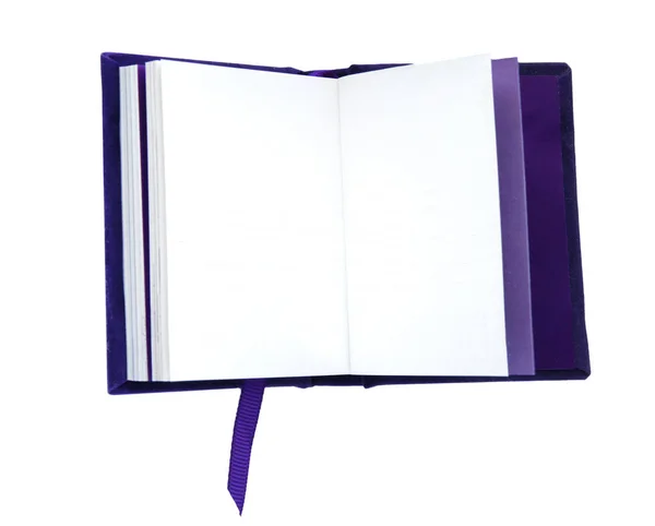 Abra Caderno Livro Com Páginas Branco Isoladas Fundo Branco — Fotografia de Stock