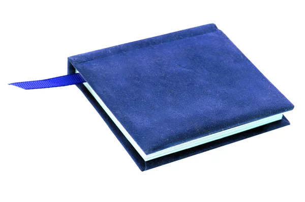 Een Boek Notebook Met Een Blauw Omslag Geïsoleerd Witte Achtergrond — Stockfoto