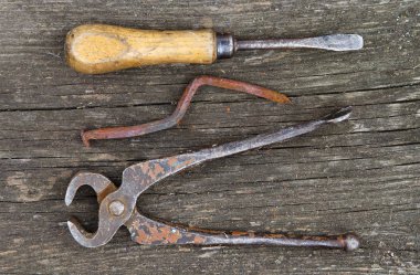 Vintage kıskaçlar ve tornavidalar