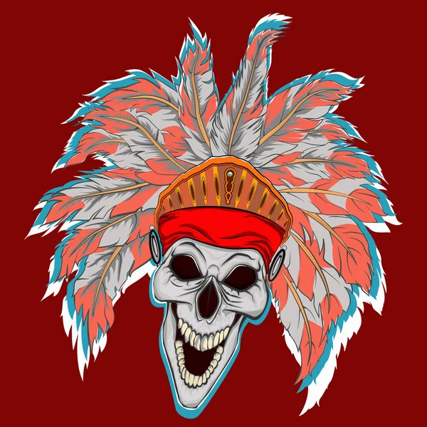 Skull Indian Chief — Stock Vector