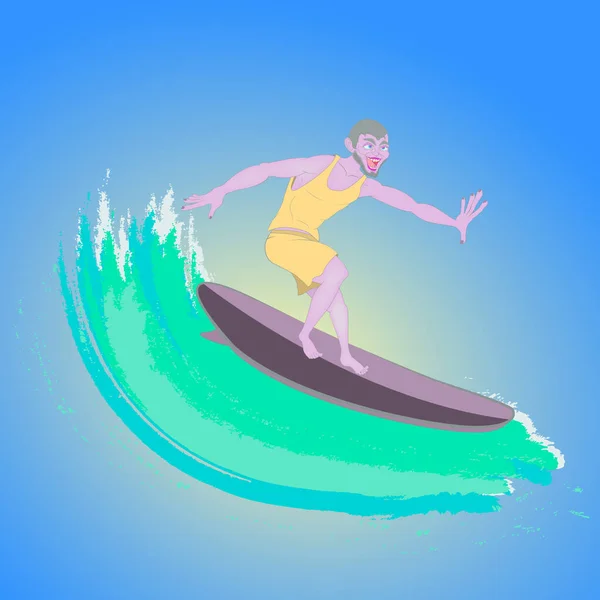 Surfer Zee Zonnestrand1 — Stockvector