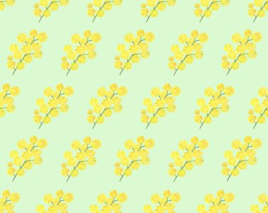 Mimoza2 çiçek dikişsiz desen açık yeşil bcg