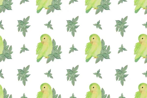 parrot_leaves seamless pattern
