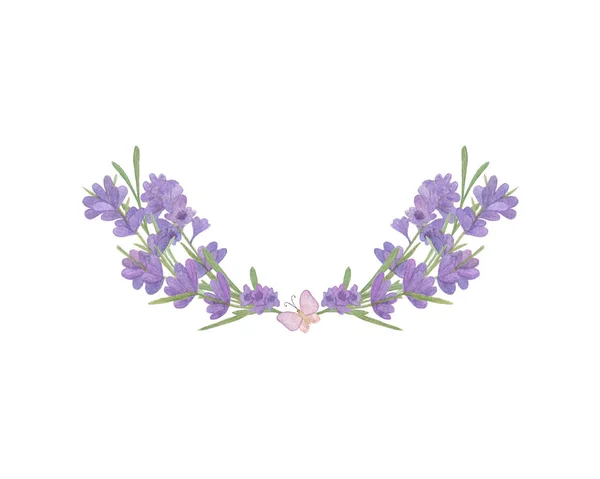 Lavendel Blumen Halbkranz Bordüre — Stockfoto