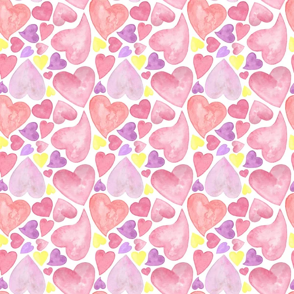 Watercolor colored hearts set — Stock Photo, Image