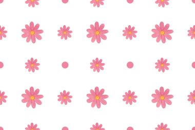 Gül çiçekleri ve polka nokta beyaz arka plan