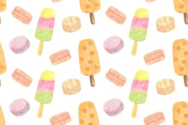 Gıda illüstrasyon, el çizilmiş dikişsiz desen, basit süs 