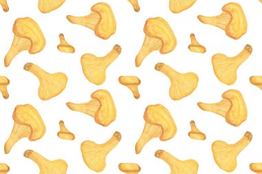 Tekrar desen suluboya chanterelle mantar, sonbahar fores