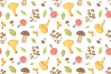 El suluboya sonbahar orman illüstrasyon, mevsimlik suluboya illüstrasyon, sonbahar sembolü çizilmiş Dikişsiz deseni