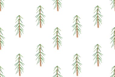 Basit sevimli karikatür tarzı basit suluboya yeşil Noel ağacı Dikişsiz desen, dekoratif dökmeyen orman ağacı koleksiyonu, kış tatil elemanları