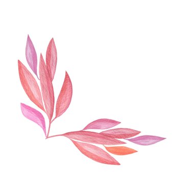 Tebrik kartları, davetiyeler ve sonbahar tatil süslemeleri için kırmızı yaprakların suluboya illüstrasyon, basit bir süs düzenlemesi