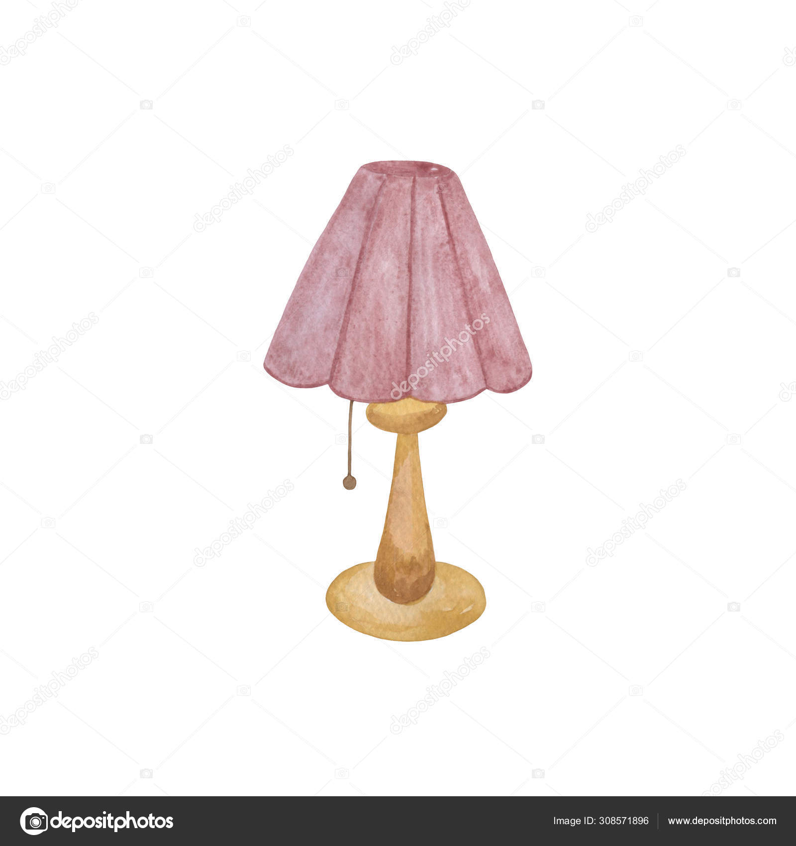 Download Original Watercolor Classic Bedside Table Lamp With Dusk Rose Lampshade Royalty Free Photo Stock Image By C Descontesdefee 308571896