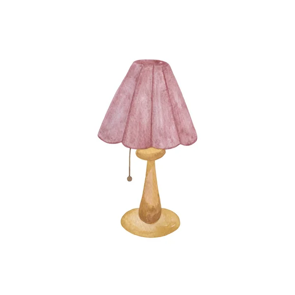 Original akvarell Classic sängbord lampa med skymning Rose Lampskärm — Stockfoto