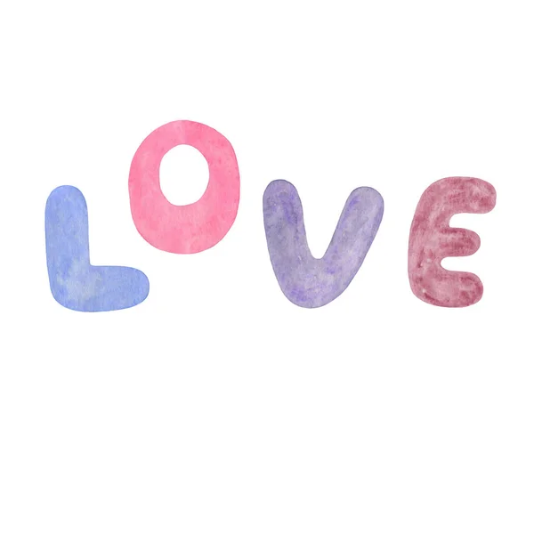 Acuarela decorativa palabra dibujada a mano amor — Foto de Stock