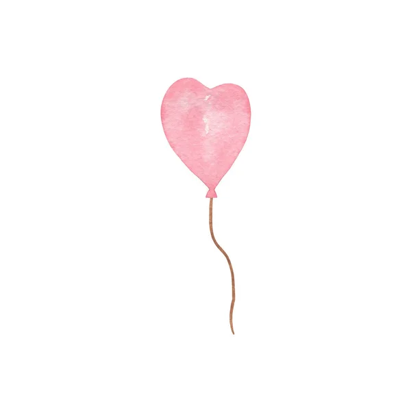 Colored hand drawn pink heart-shaped balloon, pattern for any holiday celebration design — Stock Photo, Image