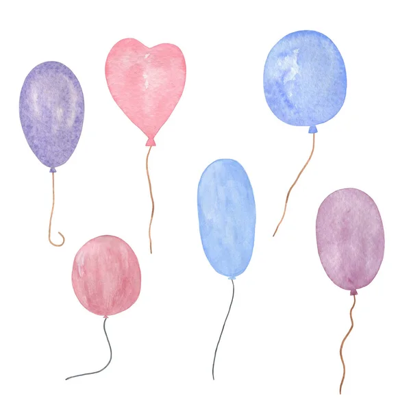 A set of multi-colored hand drawn balloons, pattern for any holiday celebration design — Stock Photo, Image
