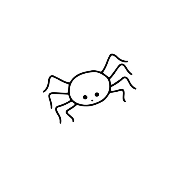 Little Outline Spider Emotions Vector Illustration White Background Cute Spooky — Stock Vector