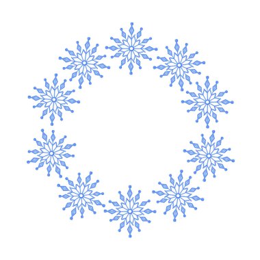 Açık mavi yumuşak kar taneleri Noel ve kış tatilleri için suluboya resim çerçevesi aile kutlaması, tebrik kartı şenlik havası basit desen, davetiye