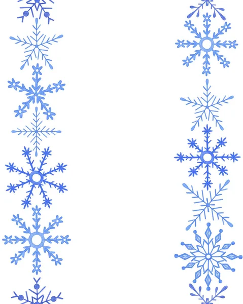 Snowflake vertical parallel borders seamless pattern Christmas winter holidays template, symbol of end of year family celebration, festive mood simple pattern, invitation, repeat ornament — Stock Photo, Image