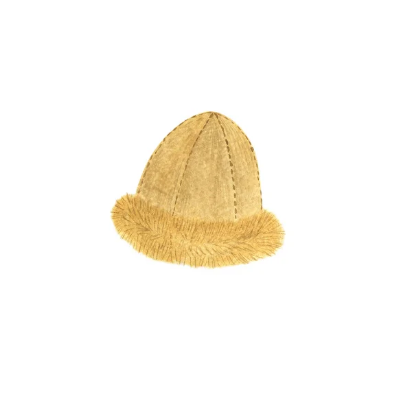 Sombrero Cálido Color Beige Con Piel Para Clima Frío Ilustración — Foto de Stock