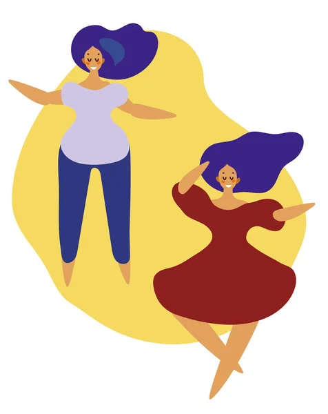 Conjunto de dança meninas design plano. Ilustração vetorial . — Vetor de Stock