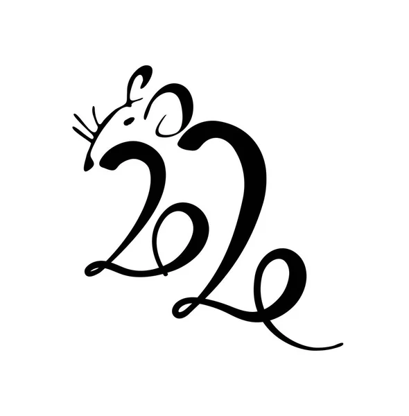 2020 lettering in drawn rat. 2020 year of rat. Lettering logo. Decorative element for calendar. — Stock Vector