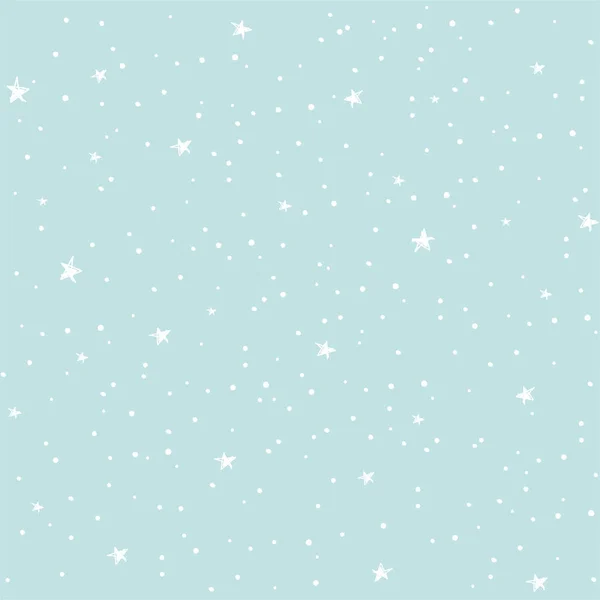 바다없는 벡터 패턴. 하얀 별들 과파란 배경에 점들이 있습니다. 엽서, 벽지, 포장지, 스크랩북등의 배경 — 스톡 벡터