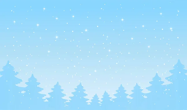 Bandeira Festiva Moderna Feliz Natal Fundo Floresta Inverno Paisagem Azul — Vetor de Stock