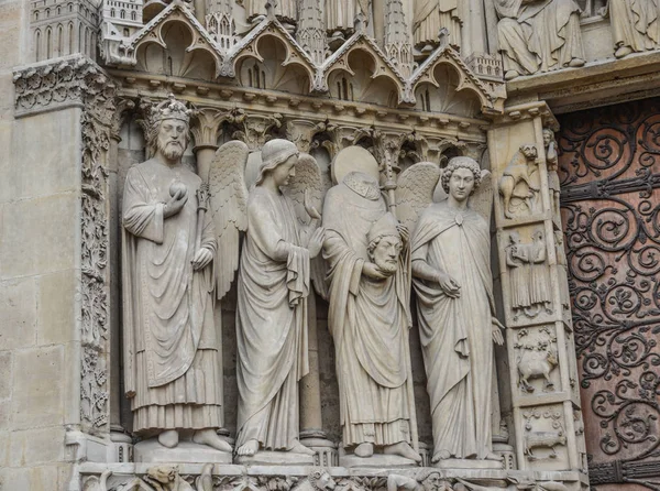 Arquitetura Detalhada Notre Dame Paris França Igreja Dos Melhores Exemplos — Fotografia de Stock