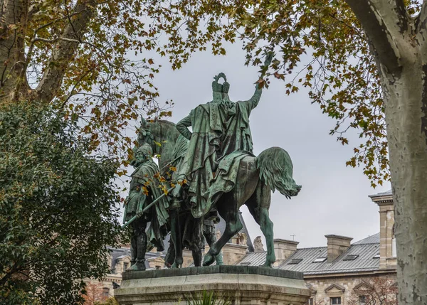 Bronze Statue King Riding Horse Paris France — Stock Photo, Image