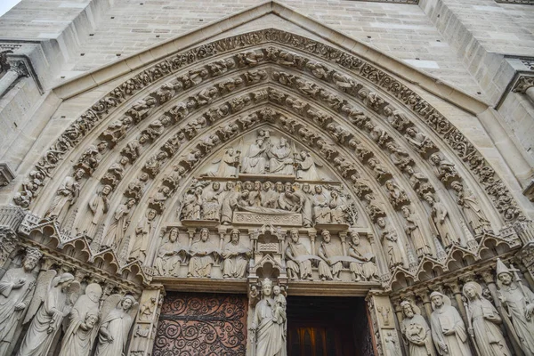 Arquitetura Detalhada Notre Dame Paris França Igreja Dos Melhores Exemplos — Fotografia de Stock