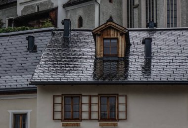 Hallstatt Köyü, Avusturya için eski şehir, ahşap evler.