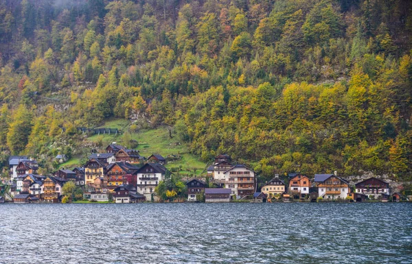 Hermoso Hallstatt Village Austria Hallstatt Encantador Pueblo Junto Lago Los —  Fotos de Stock