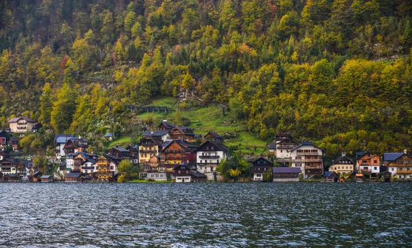 Beautiful Hallstatt Village Austria Hallstatt Uma Encantadora Vila Beira Lago — Fotografia de Stock