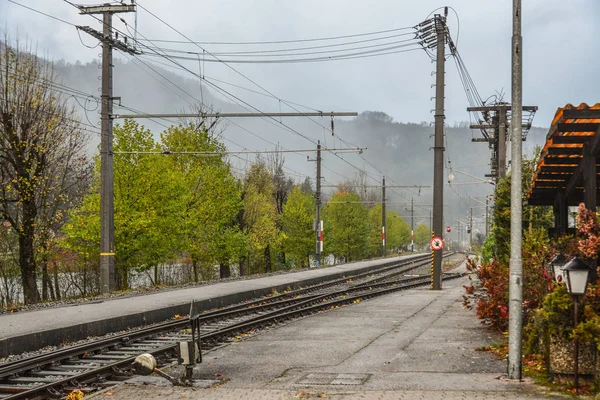 Rolbanen Met Platform Landelijke Sncf Station Oostenrijk — Stockfoto